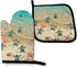 Turtles On The Beach Oven Mitts and Pot Holders Sets,Heat Resistant Non-Slip Cooking Gloves with Cotton Lining for Kitchen Baking Grilling BBQ