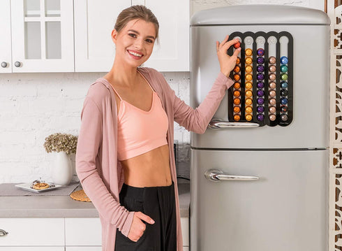 Demi's Home Coffee Pod Holder for Nespresso Original Capsules - Magnetic Holder Suitable to be Mounted on the Fridge (Black)