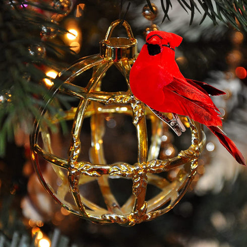 Berfutall-12PCS Bird Christmas Ornaments Clip on Cardinals for Trees-3.5 lnch with Clips or Wire (a)