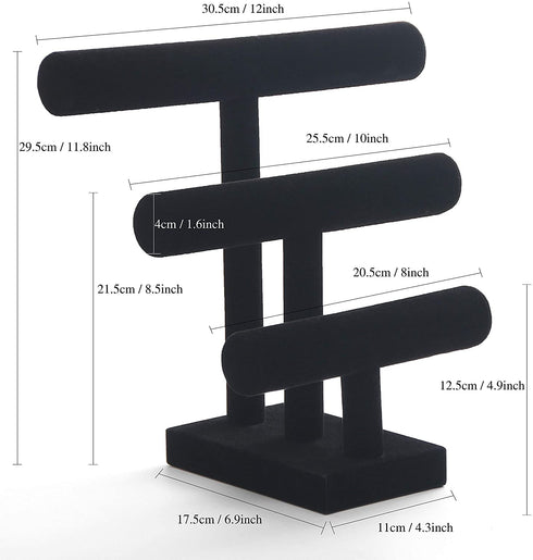 Stratalife Velvet 3 Tier Bracelet Holder Jewelry Display Stand Bangle Bracelet Watch Organizer Storage Jewelry Tower (Black Velvet)