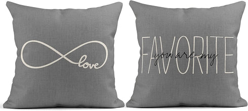 Tarolo Decorative Linen Throw Pillow Covers Cases Set of 4 Rustic Gray Love Rustic Gray You are My Favorite Partner Custom I Love You Forever Gray Rustic Gray Follow Pillow Cover Case 20x20 inches