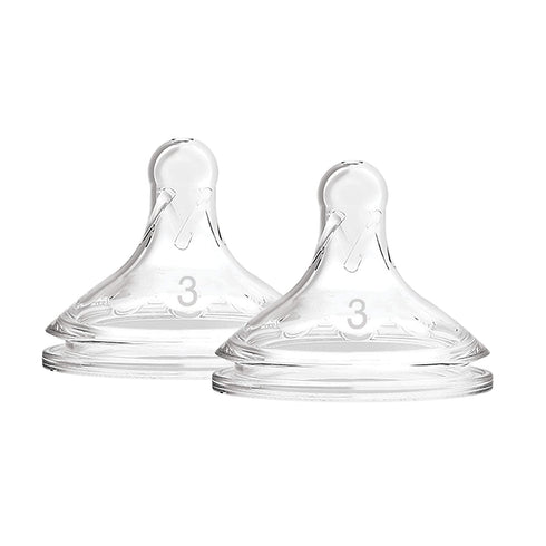 Dr. Brown’s Natural Flow® Level 3 Wide-Neck Baby Bottle Silicone Nipple, Medium-Fast Flow, 6m+. 100% Silicone Bottle Nipple, 2 Pack