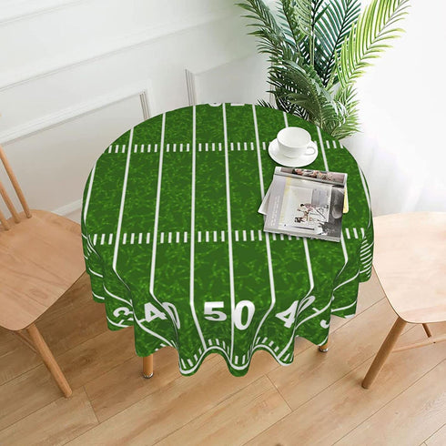 American Football Field Round Tablecloth 60 Inch Fabric Dining Table Cloth Cover for Holiday Home Picnic Party Wedding Buffet Parties Camping