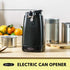 BELLA Electric Can Opener, Automatic Can Opener, Knife Sharpener and Bottle Opener, Easy Safe Removable Cutting Lever, Cord Storage, Easy Clean-Up, Black