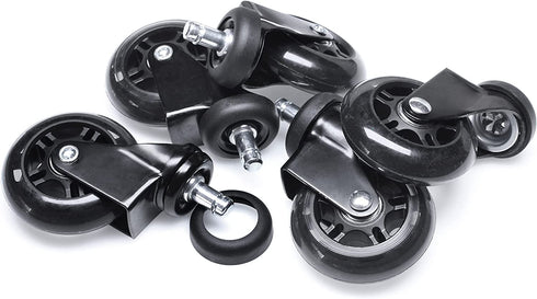 Slipstick CB690 Floor Protecting Rubber Office Chair Caster Wheels (Set ff 5), Roller Style, Universal 7/16" Stem, 3" Black Castors