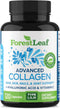 Forest Leaf - Collagen Pills with Hyaluronic Acid & Vitamin C - Reduce Wrinkles, Tighten Skin, Boost Hair, Skin, Nails & Joint Health - Hydrolyzed Collagen Peptides Supplement - 120 Capsules