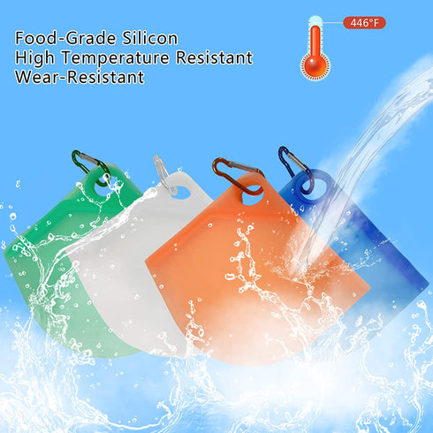 ?4-in-1 Family Pack?Face Mask Cover Case Storage Holder Bag Portable Recyclable Container Organizer, Dustproof Washable Durable Food-Grade Silicone Soft Pocket-Size Mask Storage Bag with Keychains