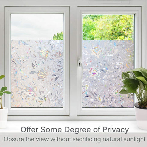 Volcanics Window Privacy Film Static Window Clings Vinyl 3D Window Decals Window Stickers Rainbow Window Film for Glass Door Home Heat Control Anti UV 17.5 x 78.7 Inches