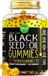 MAJU's Black Seed Oil Gummies 90ct, World's 1st, 2.5X Oil Per BSO Gummy, Black Cumin Seed Nigella Sativa Oil, Cold-Pressed, Potent Formula with Cinnamon Extract, Tasty, 500mg Gummies 90ct