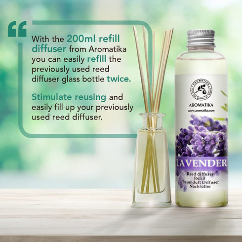 Lavender Reed Diffuser Refill 6.8 OZ - Lavanda Refill - Room Fragrance Diffuser w/Natural Essential Lavender Oil - Reed Diffuser Oil Refill for Spa - Aromatherapy - Home - Bath - Office - Restaurant