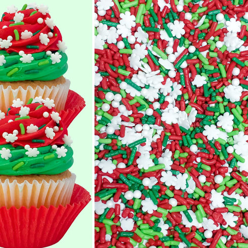 Christmas Snowflakes Holiday Baking Cupcake Cake Decoration Confetti Sprinkles Cake Cookie IceCream Donut Jimmies Quins 4oz