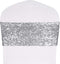 Desirable Life Pack of 25 Stretch Sequin Chair Sashes Chair Bands One-Sided Sequins Decor for Hotel Wedding Reception Party Event Chair Cover Decoration 4"x16" - Silver