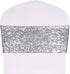 Desirable Life Pack of 25 Stretch Sequin Chair Sashes Chair Bands One-Sided Sequins Decor for Hotel Wedding Reception Party Event Chair Cover Decoration 4"x16" - Silver