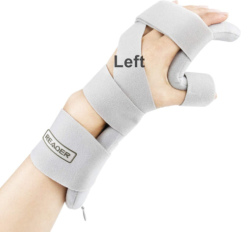 REAQER Stroke Resting Hand Splint Night Immobilizer Muscle Atrophy Rehabilitation For Hand, Wrist And Finger (Left)