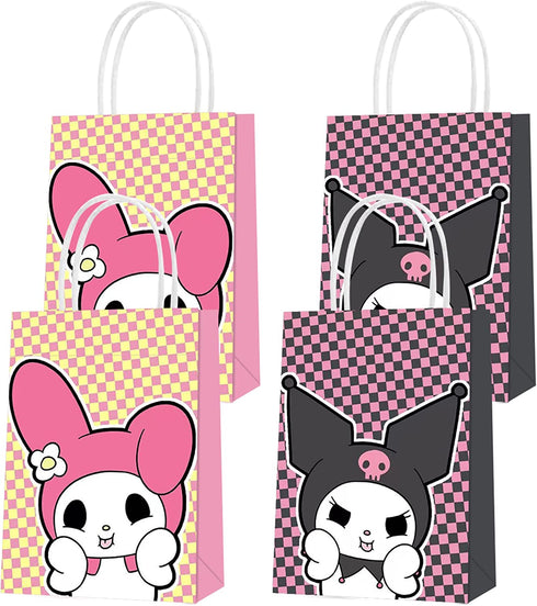 16pcs Kuromi Party Favor Bags, Cute My Melody Theme Birthday Paper Gift Bags with Handles for Kids Child Kuromi Party Decorations Goody Treat Candy Bags