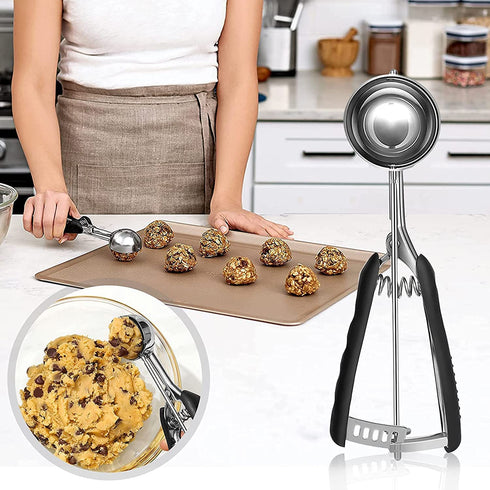 Cookie Scoop Set of 3, Stainless Steel Ice Cream Scoop Include Large-Medium-Small Size Three Color