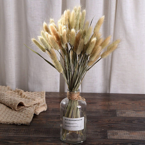 Natural Dried Bunny Tail Grass - 110~120 Stems Rabbit Tail Grass, Lagurus Ovatus for Boho Decor, Dried Pampas Grass Flower Arrangements Wedding Home Kitchen Office Decor (Nature)