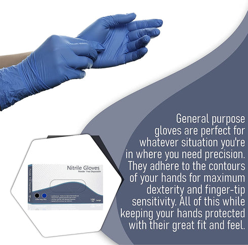 Nitrile Gloves, Disposable Gloves, Comfortable, Powder Free, Latex Free