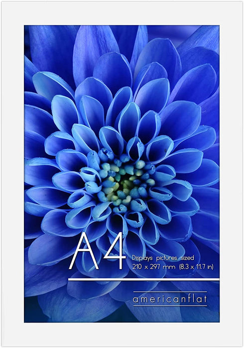 Americanflat A4 Picture Frame in White - Composite Wood with Shatter Resistant Glass - Horizontal and Vertical Formats for Wall and Tabletop - 8.3 x 11.7 in