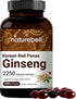 Korean Red Ginseng Extract (Panax Ginseng Root), 2250mg Per Serving, 180 Liquid Softgels, Most Active Ginsenosides Content, Strongly Support Energy Performance and Immune System, No GMOs