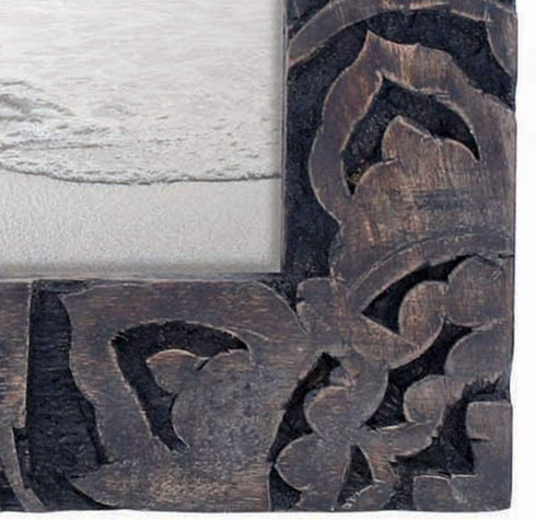 Foreside Home and Garden Dark 4 x 4 inch Carved Wood Picture Frame, Gray
