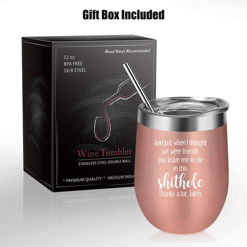 Going Away Gift for Coworker, Coworker Leaving Gifts for Women - Just When I Thought We were Friends - New Job, Farewell Gifts, Goodbye Gifts for Coworkers, Colleague, Boss - Coolife Wine Tumbler Cup