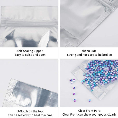 100 PCS Resealable Mylar Bags Stand Up Foil Bags (5.9 x 8.7Inches)