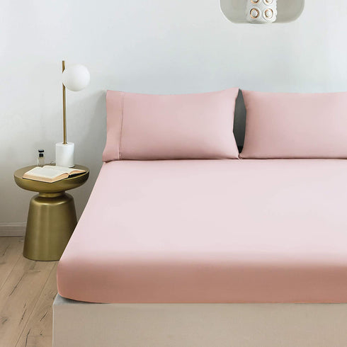 Mohap Bed Sheet Set 4 Piece Bedding Sheets & Pillowcases Set Double Brushed Microfiber Soft Bedding Fade Resistant Easy Care Full Pink