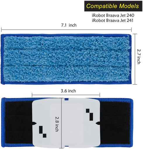 MXZONE Replacement Mopping Pads for iRobot Braava Jet 240 241 Wet Damp Dry Sweeping Pads Washable 10 Pack
