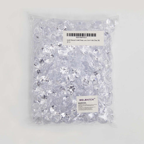 WELMATCH Clear Acrylic Diamond Vase Fillers 0.75 Pound - 180 pcs 3/4 Inch Wedding Party Event Banquet Birthday Decoration Crystals Gem Table Scatters (Clear 180 pcs)