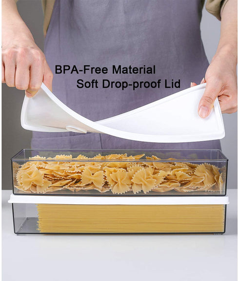 TIANGR Pasta Storage Containers? 3PC/Set?53-oz Rectangular Pasta Spaghetti Noodle Keeper Box with Cover | BPA-Free Pasta Canister Set | Dishwasher Safe