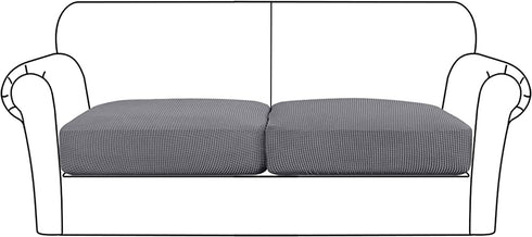 High Stretch Seat Cushion Cover Sofa Cushion Furniture Protector for Sofa Seat Sofa Slipcover Sofa Cover Soft Flexibility with Elastic Bottom (2 Pieces Medium Cushion Covers, Charcoal Gray)