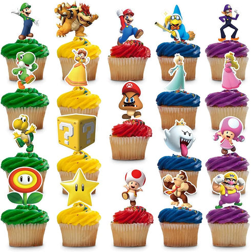 38 Decorations for Mario Cupcake Toppers Set Birthday Cake Party Supplies Decor