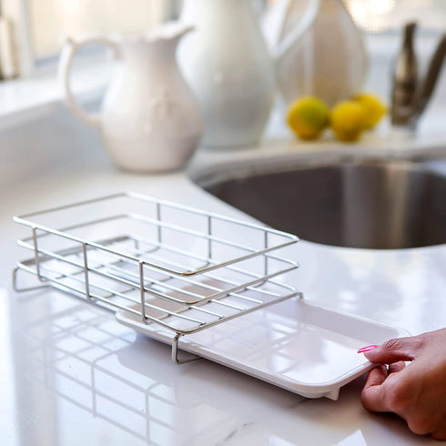 HandyHomeConcepts Sponge Holder For Sink Large Sink Caddy Kitchen Soap Tray Dish Soap Caddy Kitchen Bathroom Sink Organizer Brush Holder - 9x5x3" (not incl. Soaps, Brush, Sponge, Towel)