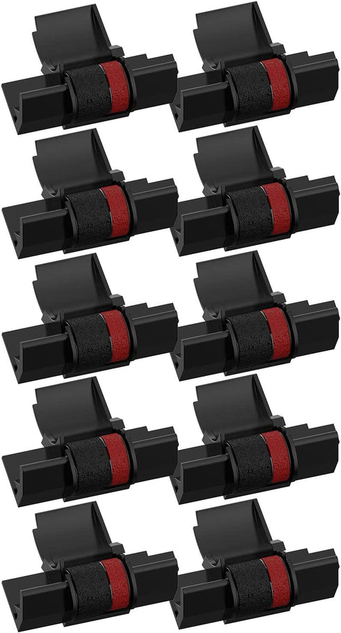 Bigger (10-Pack) Compatible Ribbon Replacement for IR-40T CP13 MP-12D Calculator Ink Roller Ribbon Used with Casio HR-100TM HR-120T HR-150TM, Sharp EL-1750V EL-1801V (Individually Sealed, Black/Red)