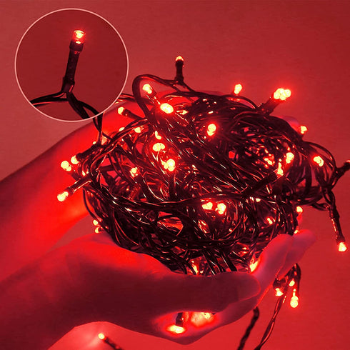 JMEXSUSS 200 LED Red Christmas Lights Outdoor, 66ft Expandable Christmas Tree Lights Plug in, 8 Modes Waterproof Twinkle String Lights Indoor, for Valentine Wedding Garden Party Xmas Decorations