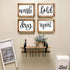 Mokof Laundry Room Decor Wash Fold Dry Repeat Mini Signs Set of 4, Farmhouse Laundry Room Decorative Sign Framed wood Wall Art, Laundry Shelf Decor, 6'' x 8'' (Brown Frame)