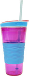 Snackeez Travel Snack & Drink Cup with Straw, Pink, Large (Pack of 1)