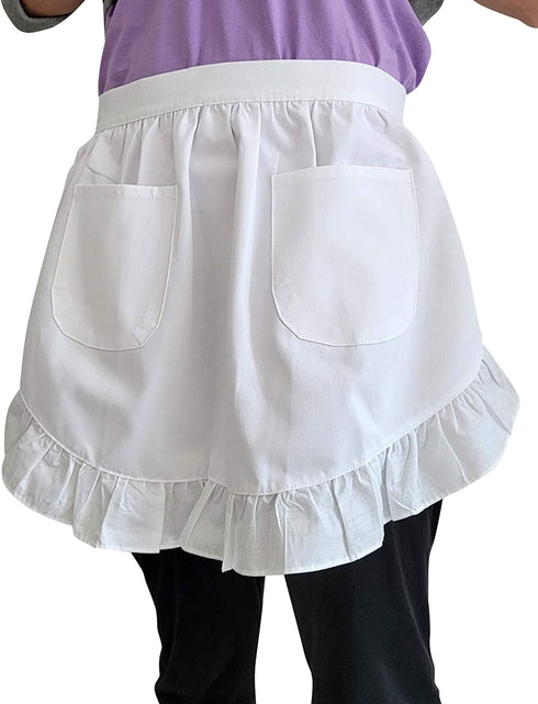 CRB Fashion Womens Retro Waist Apron with Pockets for Cooking Costume 2 PACK (White)