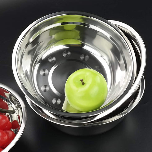 Callyne 4-Pack Stainless Steel Mixing Bowls, Metal Prep Bowls, F