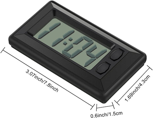 4 Pieces Electronic Clock with Adhesive Pad LCD Digital Car Clock Table Car Dashboard Desk Electronic Clock for Car Dashboard Home Desk Office