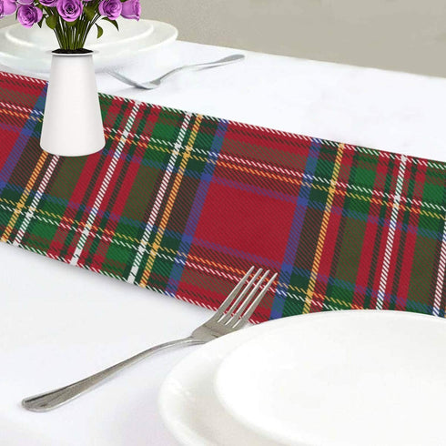 SUABO Table Runner Christmas Red and Green Tartan Plaid Striped Pattern Non-Slip Heat Resistant Modern Table Runners for Dinner Holiday Party Wedding Decoration 13 x 90 Inch