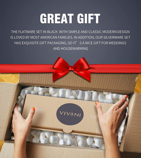 VIVANI 16 Piece Silverware Set, Flatware Sets for 4, Cutlery Set, Kitchen Utensil Sets, Spoons and Forks Set (V002)