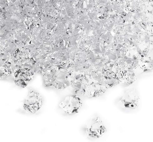 650 Pieces Clear Fake Ice Cubes Acrylic Rock Diamond Crystals Treasure Crushed Gems for Vase Fillers, Table Scatter, Birthday Decoration Favor, Event, Wedding, Arts & Crafts