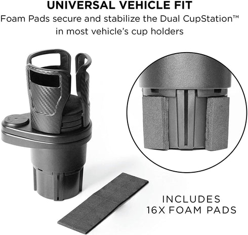 Limitless Dual CupStation - 2-in-1 Expandable Cup Holder with 360° Rotating Base Black
