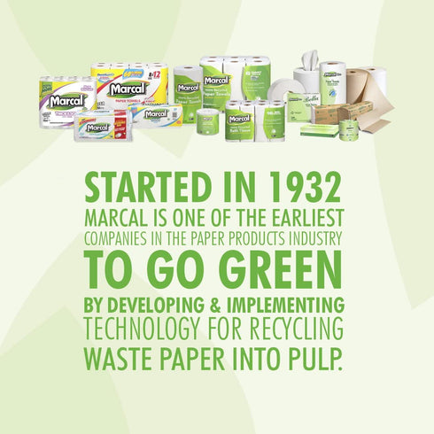 Marcal Paper Towels 100% Recycled 2-Ply, 60 Sheets Per Roll - Case of 15 Individually Wrapped Green Seal Certified 06709