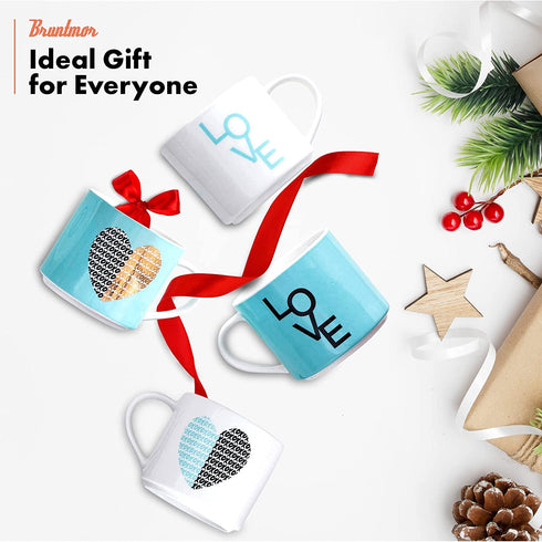 Set Of 4 Stacking Mugs Inspirational Coffee/Tea Novelty Mug set, Funny Mug Gift Set - Him And Her Gifts - Christmas Gift - Holiday, Birthday, Valentine Day Gifts. 14 Oz. Blue