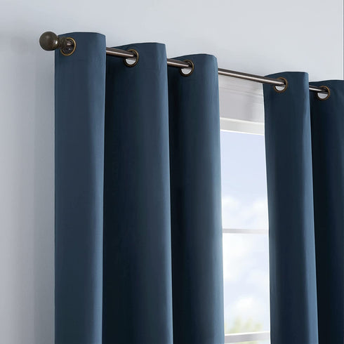 ECLIPSE Microfiber Total Privacy Blackout Thermal Grommet Window Curtain for Bedroom (1 Panel), 42" x 63", Navy