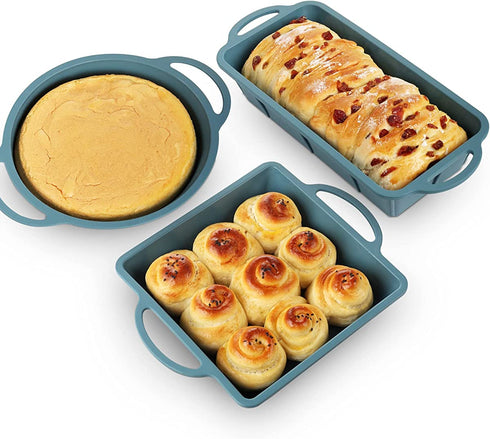 Silicone Bakeware Set- Silicone Baking Pans - Silicone Muffin Donut Molds To encounter Non-Stick Silicone Baking Molds with Metal Reinforced Frame More Strength?3 Pack?