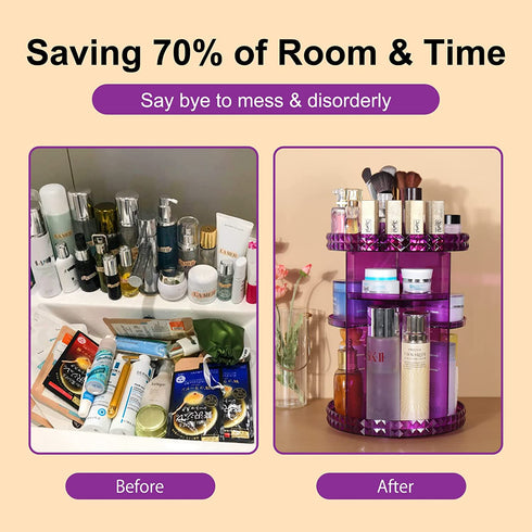 Clear Makeup Organizer - Perfume Organizer Tray V-Hanver Adjustable Makeup Storage Organizer with 6 Layers, Large Capacity Clear Makeup Organizer Acrylic Cosmetic Display Case